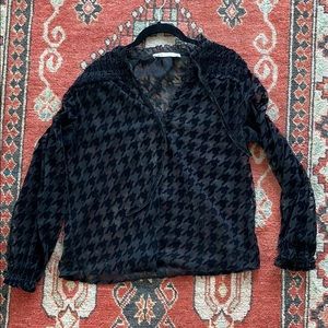 Zara sheer houndstooth blouse